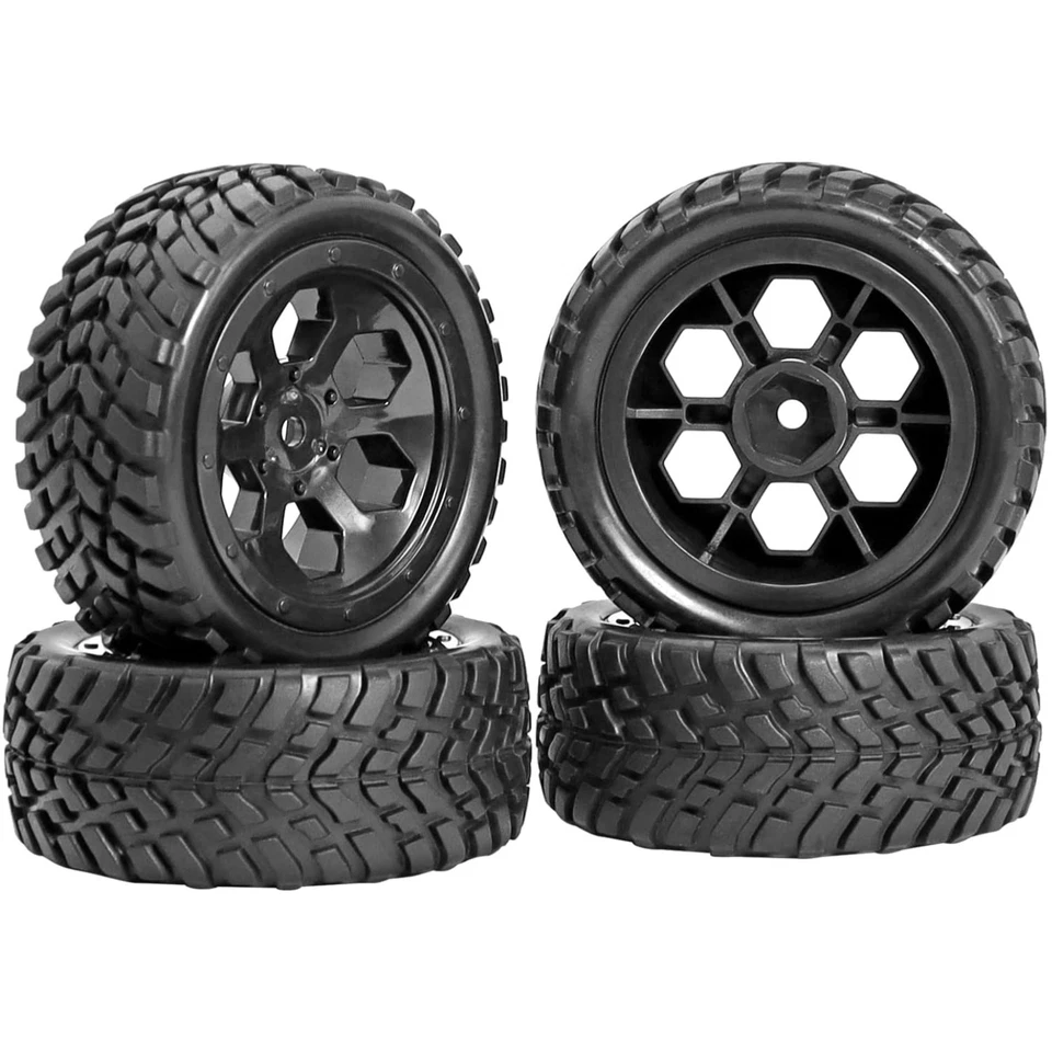 12mm Hex RC Wheels & Tires for 1/14 1/16 1/18 Cars - Pre-Glued Design - Image 1 of 4