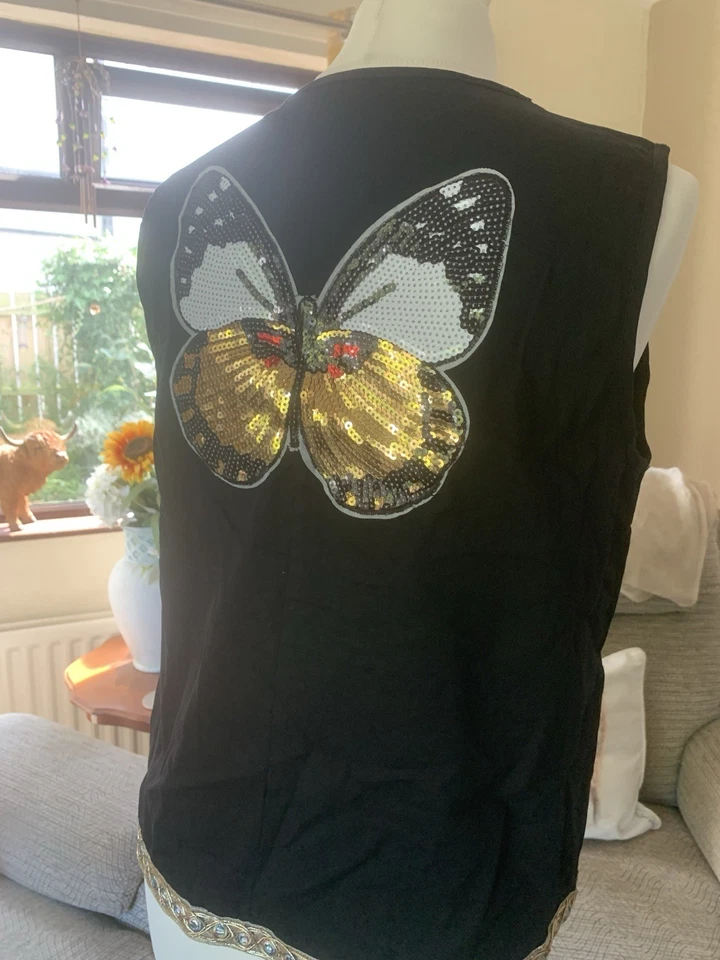 New Ethnic Style Waistcoat Handsewn Butterfly 10/12 Hippy Boho Sparkle Party - Image 1 of 4