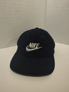 Vintage Nike Corduroy Hat Blue Snapback Embroidered Cap Swoosh 80s  - Picture 1 of 7
