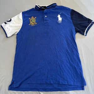 Polo Ralph Lauren Shirt Youth 18-20 XL Blue White Big Pony Crest 2 Preppy - Picture 1 of 11