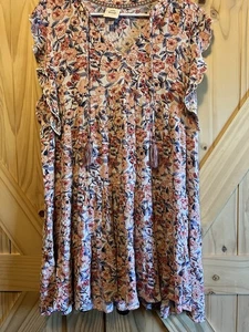 Knox Rose Floral Ruffle Sleeve Above the Knee Flowy Dress Size L. Boho Cottage - Picture 1 of 7
