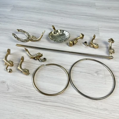 Vintage Brass Koi Fish Heraldic Mythical Dolphin Bathroom Set Vanity Rare Pre'99 - Image 1 of 4