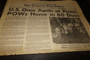 Vintage Kansas Times Vietnam War POW's Home in 60 Days + Racial Integration 1973 - Picture 1 of 7