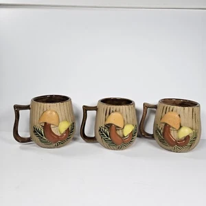 Arnel's Mushroom Coffee Mugs Cups Vintage Set Of 3 Dated '81 "D" Hanldes MCM - Picture 1 of 16