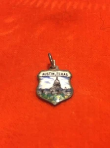 Vintage Sterling Silver Enamel AUSTIN TEXAS Crest Charm Germany 925 - Picture 1 of 3