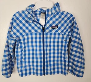 Patagonia Toddler Sz. 5T Blue Gingham Full Zip Removeable Hood Jacket - Picture 1 of 5