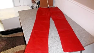 Paralle Damen rot 100% Lammleder gerade Hose 6 gefüttert Mid Rise wunderschön - Bild 1 von 6