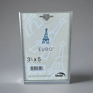 VINTAGE UNIEK EURO 3.5x5” METAL MODERN STANDING EASEL GLASS PICTURE PHOTO FRAME - Picture 1 of 6