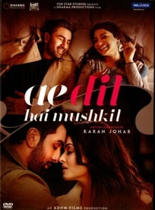 AE DIL HAI MUSHKIL -BOLLYWOOD DVD - Ranbir Kapoor, Anushka Sharma, Ashwariya Rai - Foto 1 di 2