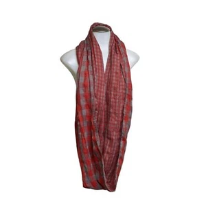 Bass Infinity Scarf Reversible One Size Plaid Red / Grey Wrap Unisex - Picture 1 of 6