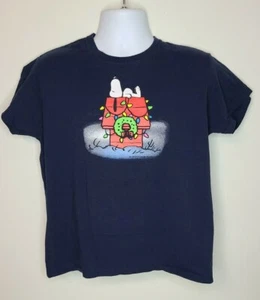 Snoopy Christmas Lights on Dog House Blue T-Shirt Adult Large - Picture 1 of 5
