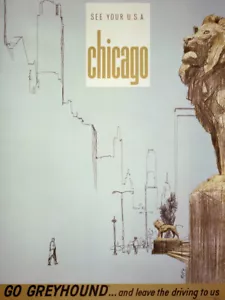 Póster Chicago por Greyhound por carteles de viaje vintage impresión de giclee envío gratis - Imagen 1 de 3