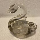 Art Glass Swan Paperwight Figurine Controlled Bubbles Clear 3.75?Tall