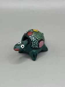 Mexican Miniature Bobble Nodder Head Folk Art Painted Wooden Turtle Figurine  - Picture 1 of 5
