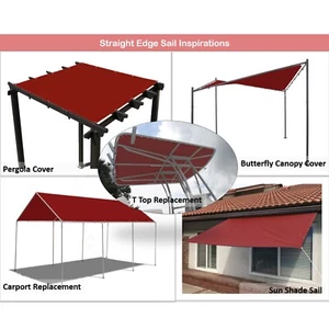 Heavy Duty Straight Edge Waterproof Sun Shade Sail Canopy Cover Patio Awning Red - Picture 1 of 6