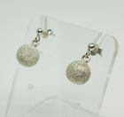 Gorgeous Solid Textured Ball Stud Dangle Earrings 925 Solid Silver #17731