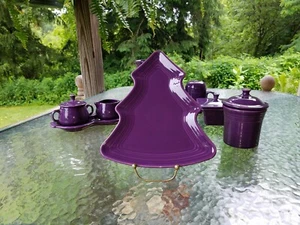 FIESTA christmas 10" TREE PLATE mulberry purple SERVING HOLIDAY cookie PLATE new - Picture 1 of 2