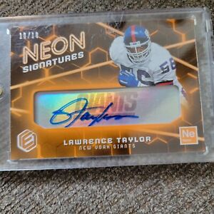 LAWRENCE TAYLOR NEON SIGNATURES  ON CARD AUTO SSP 10/18 New York Giants HOF 