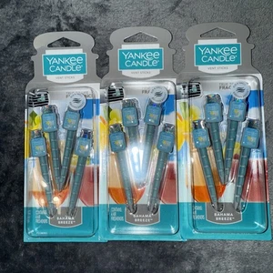 YANKEE CANDLE 3 Packs of BAHAMA BREEZE Vent Sticks Car Air Freshener Free Ship - Picture 1 of 2