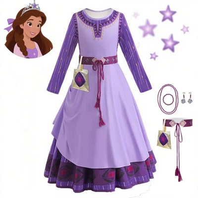 Asha Princess Costume Girls Fancy Dress Up Outfit Christmas Party Cosplay Gifts - Image 1 of 4
