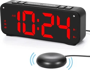 Extra Loud Vibrating Alarm Clock with Bed Shaker for Hearing Deaf Heavy Sleepers - Picture 1 of 14