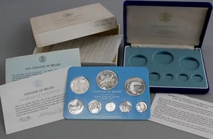 1975 Coinage of Belize Solid Sterling Silver 8 Coin Proof Set Franklin Mint - Picture 1 of 9
