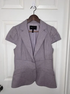 Blazer BCBGMaxazria Mujer Mediano Lavanda Peplum Ajustado Recortado Preppy Y2K Elegante Foto 1 de 4