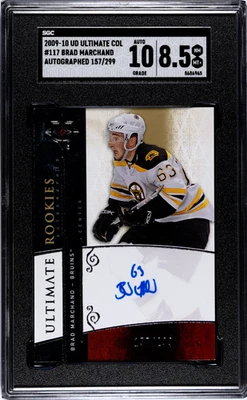 Brad Marchand 2009 Upper Deck Ultimate Collection #117 /299 SGC 8.5 Auto 10 - Image 1 of 2