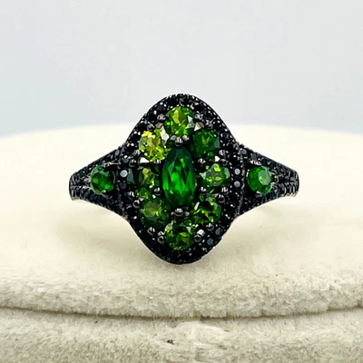 绿色镀铬透视尖晶石纯银戒指 1.93 克拉 S 9 全新带标签 — 第 1/4 张图片