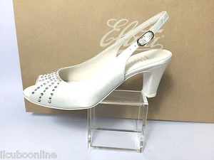 SCARPE SPOSA SANDALO ELATA CPREPE SATIN BIANCO TACCO CM:6 SHOES MADE IN ITALY - Foto 1 di 8