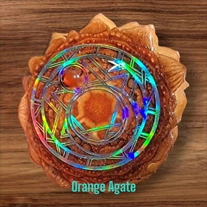 Knobcone ( THIRD EYE) Pendant W/ Orange Agate And Magic Circle Decal - Picture 1 of 3