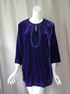 NUEVO CON ETIQUETAS Nuevo Top Chico's Terciopelo Púrpura Mangas 3/4 Talla 2 - Imagen 1 de 7