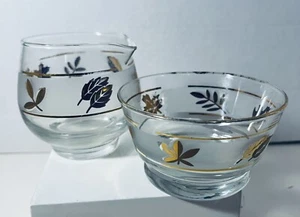 Libbey “Hoja de Oro” Vidrio Esmerilado Crema y Azúcar Set Mediados de Siglo Retro - Imagen 1 de 7