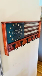 American Flag Coat Rack, Betsy Ross Coat Rack, Old Glory Coat Rack, Coat Rack - Picture 1 of 24
