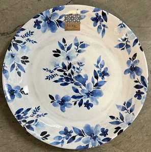 Nicole Miller Blue And White Floral MELAMINE Large Round Serving Tray / Platter - Picture 1 of 1