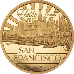 SAN FRANCISCO Big City Lights 0.5 g Gold Coin $5 Cook Islands 2024 - Picture 1 of 2