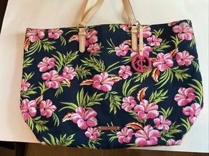 NWOT~Juicy Couture Black Floral Travel~Day To Day~XL Beach~XL Vacation Tote Bag - Picture 1 of 21