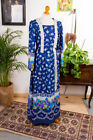 Vintage 60s 70s Hippie Kleid Maxikleid lang blau Flower Power Schlager 38 40