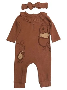 Disney Infant Girls Brown Winnie the Pooh Baby Outfit Romper & Headband - Picture 1 of 2