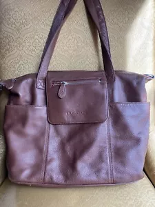LILY JADE MADELIN BROWN LEATHER Diaper Bag Tote, Missing Convertible Strap - Picture 1 of 13