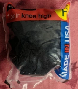 No nonsense 1 Pair Knee High Plus Size P Midnight Black Made in USA New - Picture 1 of 2