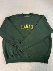 John Galt Womens Hawaii USA Embroidered Crewneck Long Sleeve Green Sweatshirt OS - Picture 1 of 10