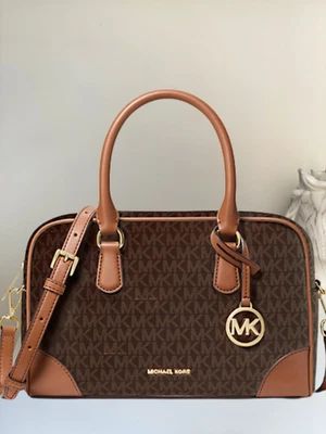 Michael Kors Thompson Medium Duffle Satchel Crossbody Bag Handbag Purse Brown - Image 1 of 4