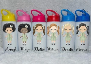 Kleines Mädchen personalisierte Schuluniform Metall Wasserflasche Schulanfang Geschenk - Bild 1 von 1
