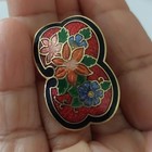 Vintage Flower Floral Design Cloisonne Scarf Ring Clip