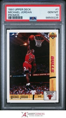 1991 UPPER DECK PROMOS #1 MICHAEL JORDAN BULLS HOF PSA 10 - Image 1 of 2