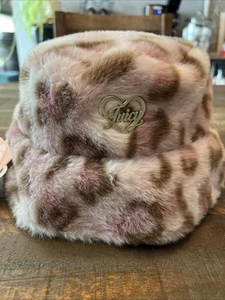Juicy Couture Kids Faux Fur Leopard Bucket Hat – Pink/Brown - Picture 1 of 6