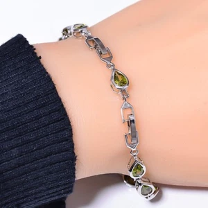 Chrome Diopside 925 Sterling Silver Tennis Bracelet 7.99" B66, Gift for her - Picture 1 of 3