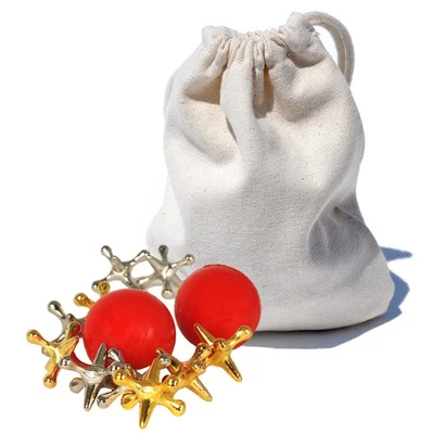 WE Games Jacks de metal en una bolsa de lona de algodón Foto 1 de 4