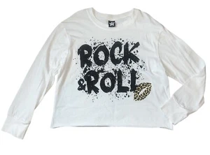 Pixie Lane Girls Rock & Roll Splatter Boxy Cropped Long Tee Shirt Top 8 - Picture 1 of 3
